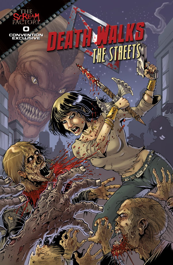 Vampires, démons, zombies, loups-garous et vampires s'affrontent dans "Death Walks the Streets".... (voir ci-dessous)