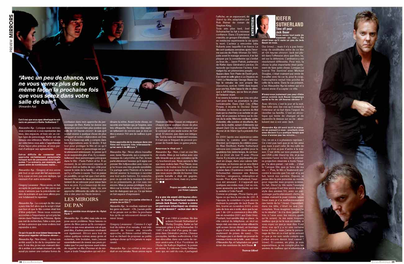 Le festival aura lieu du 2 au 12 octobre. Rappelons que "Haute tension" avait obtenu le prix du Meilleur Réalisateur en 2003 à Sitges, ce qui est de bon augure pour ce nouvel opus avec Keifer Sutherland...