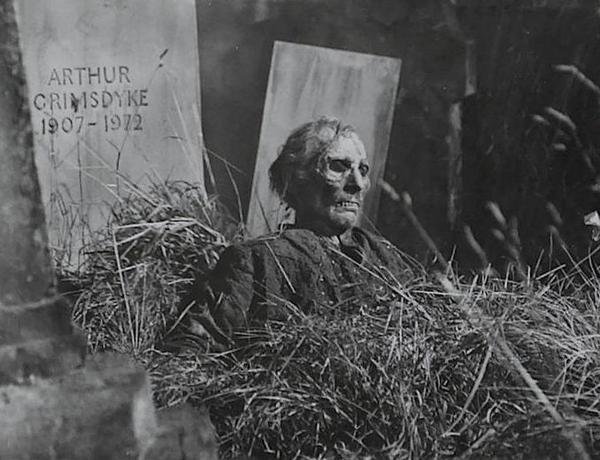 Un excellent maquillage de Roy Ashton pour Peter Cushing dans le rôle d'Arthur Edward Grimsdyke dans "Histoires d'outre-tombre" ("Tales from the Crypt", skietch : "Poetic Justice).
