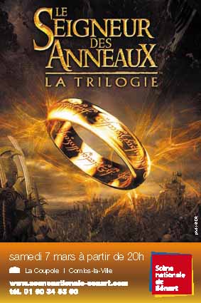 le samedi 7 mars de 20h à l'aube,la  Scène nationale de Sénart organise la nuit du SEIGNEUR DES ANNEAUX (suite ci-dessous)