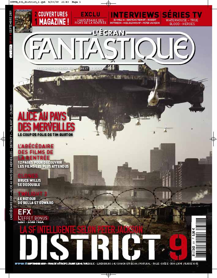 "District 9" est en tête du box-office américain ! Ce film, qui fait la couv. de notre numéro de rentrée, et auquel un dossier de 12 pages est consacré, a été produit par Peter Jackson, (suite ci-dessous)