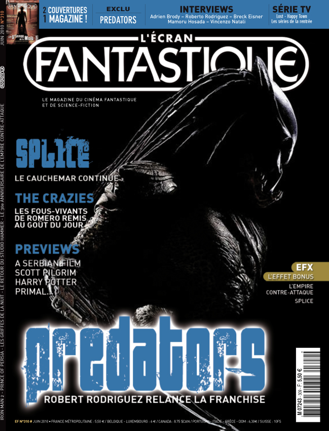EF n°31O Juin 2O1O. Un dossier de 14 pages sur PREDATORS ! Entretiens sur le tournage avec Robert Rodriguez; Nimrod Antal, Adrien Brody, Alicia Braga, Danny Trejo....