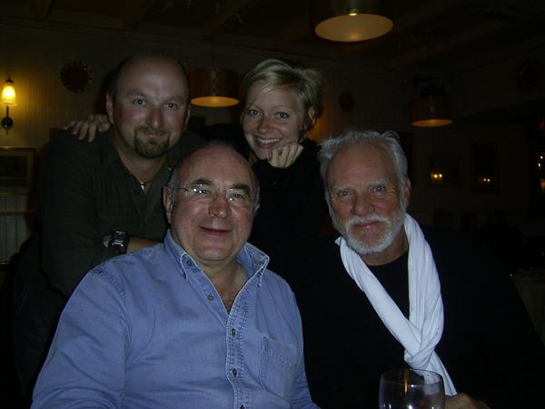 Le réalisateur de "Doomsday" Neil Marshall en compagnie d' Axelle Carolyn, de Bob Hoskins et de Malcom McDowell