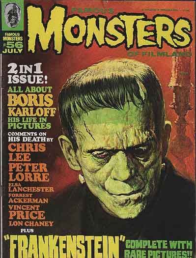 Hommage à Boris Karloff, qui venait de décéder.... le mois de parution du Ier numéro de L'Ecran Fantastique