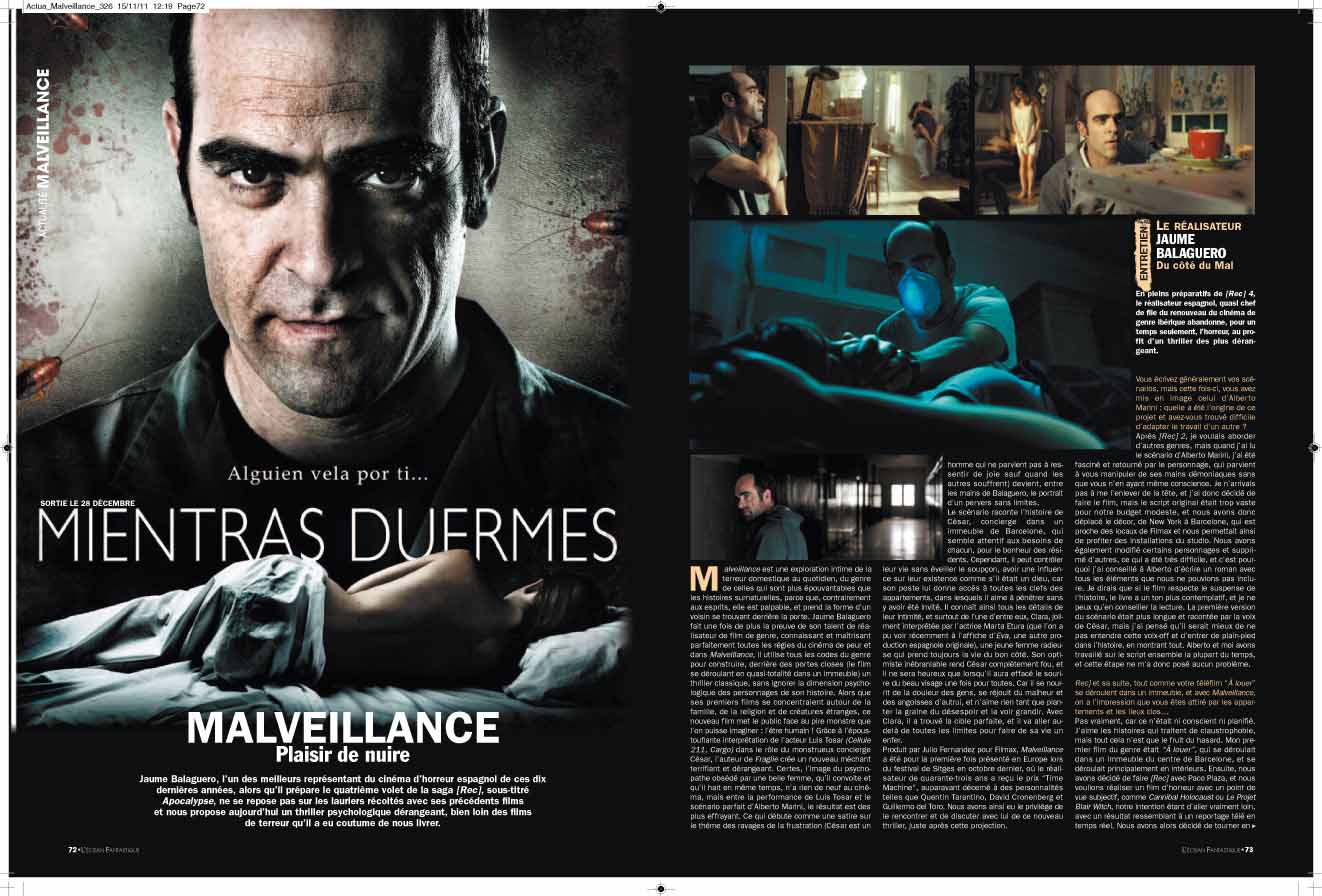 dossier MALVEILLANCE de Jaume Balaguero. EF 326   décembre 2011