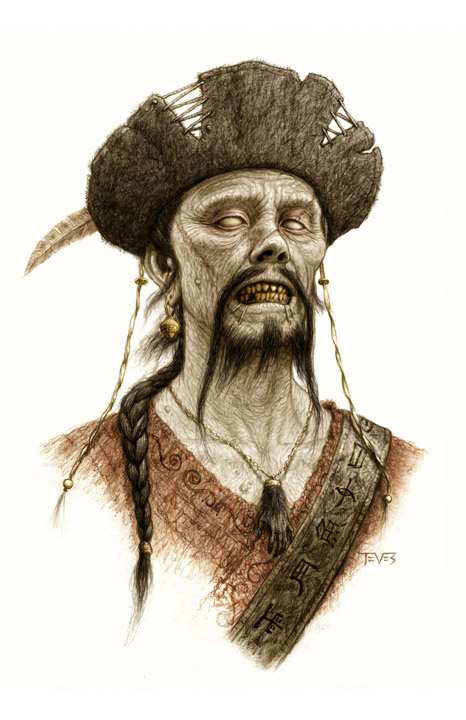 Dessins préparatoires de zombies pour "Pirates des Caraïbes : La Fontaine de Jouvence", distribué le 18 mai 2011 en France en 3D Relief.