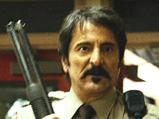 Tom Savini dans DEATH FROM ABOVE...; (voir ci-dessous)