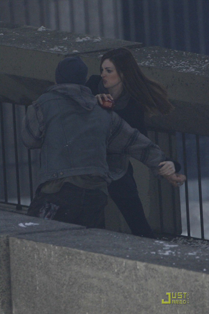 Anne Hathaway sur le tournage de "The Dark Knigh Rises"
