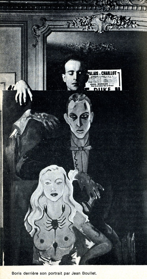 Boris Vian derrière son portrait fait par JeanBoullet