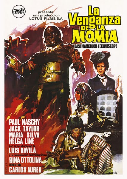 La venganza de la momia (1973). Réal.: Carlos Aured. Scen.: Paul Naschy. Inédit en France mais présenté à l'époque au Marché du Film du Festival de Cannes
