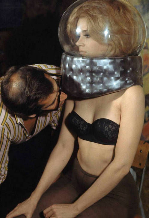 Roger Vadim et Jane Fonda lors du tournage