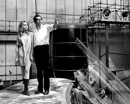 Jane Fonda et Roger Vadim lors du tournage