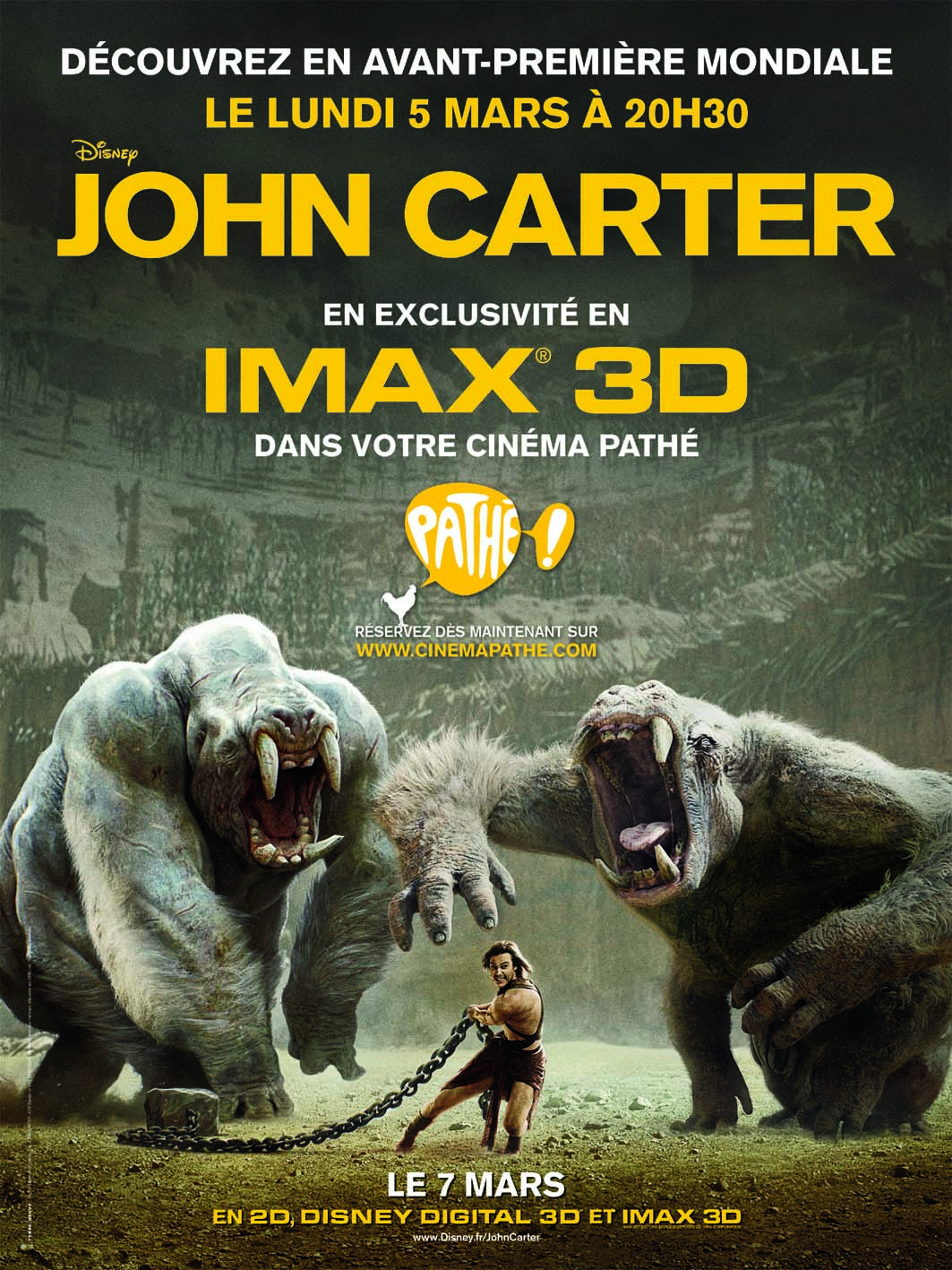    JOHN CARTER  d'Andrew Stanton Avant-premières mondiales exclusives en IMAX 3D dans les cinémas Gaumont et Pathé     (voir ci-dessous)