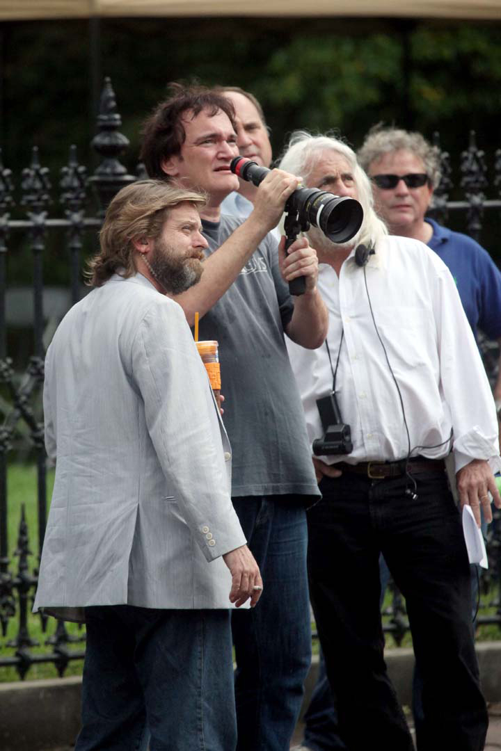 Quentin Tarantino sur le tournage de "Django Unchained"....