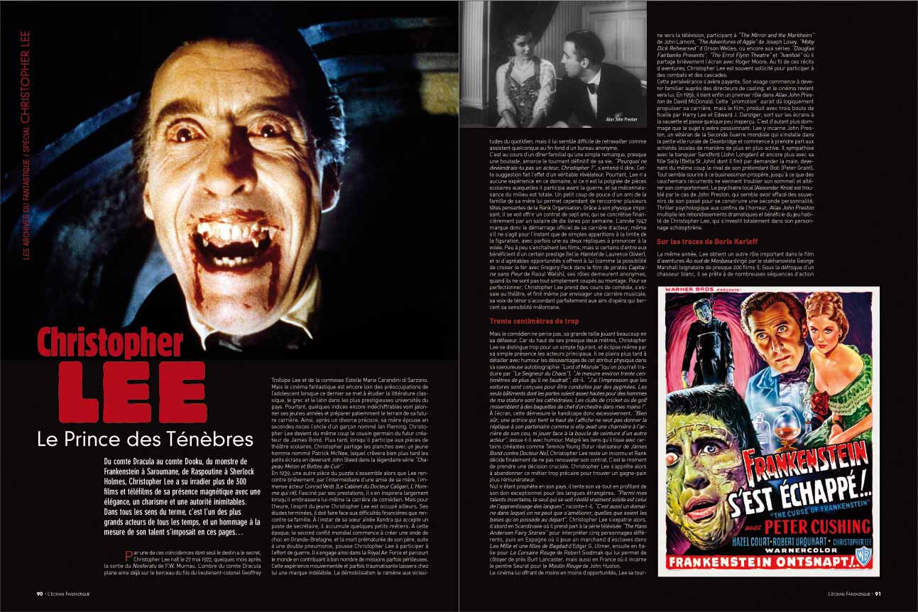 Un petit avant-goût du numéro de L'Ecran Fantastique qui parait demain en kiosques (dossier-hommage de 33 pages à Christopher Lee...)