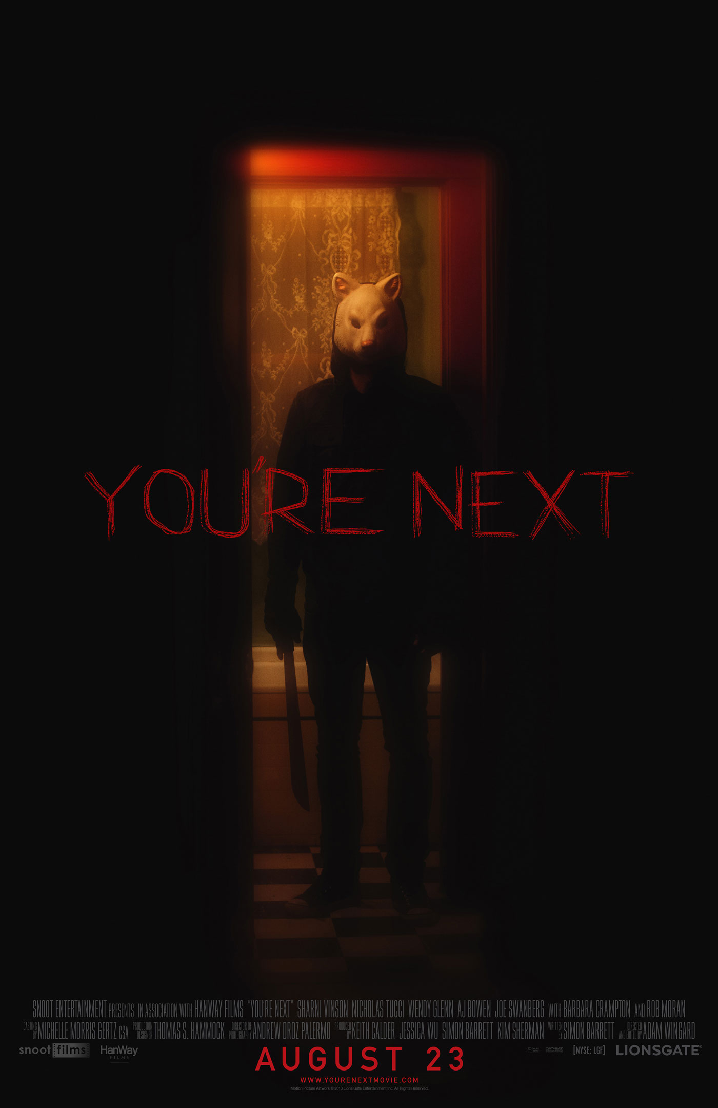 Dans le cadre du festival FanTasia 2013, qui s'est terminé hier, le prix L’Écran Fantastique a été attribué au film "You’re Next", d’Adam Wingard (voir ci-dessous)
