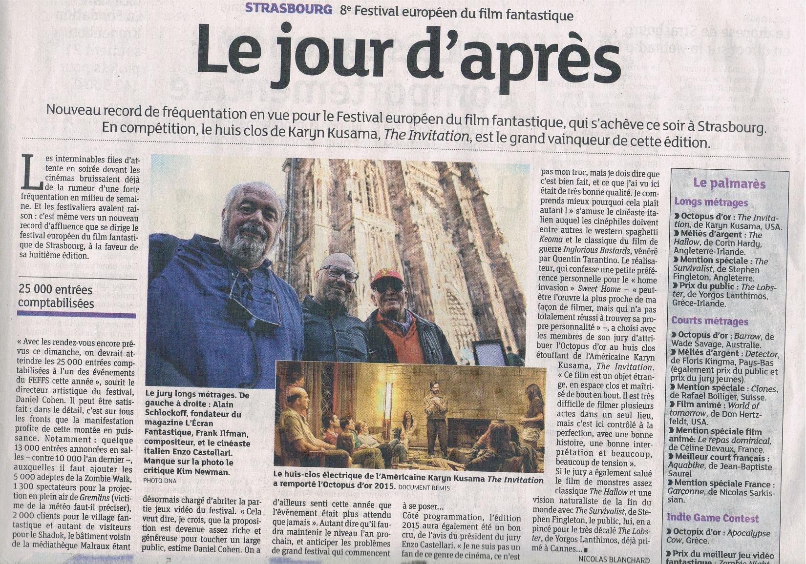 8e Festival Européen du Film Fantastique de Strasbourg 2015  UNE GRANDE MESSE DE L’HORREUR (voir ci-dessous)