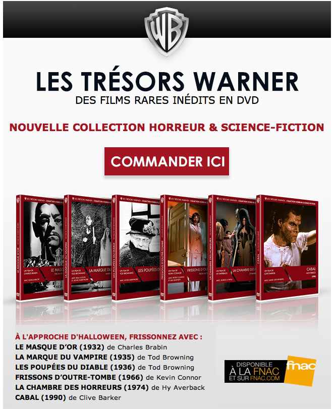 Pour la Iere fois en DVD, "Le Masque d'Or", "La Marque du Vampire", "Les Poupées du diable", etc. Dispo depuis le 17 octobre.