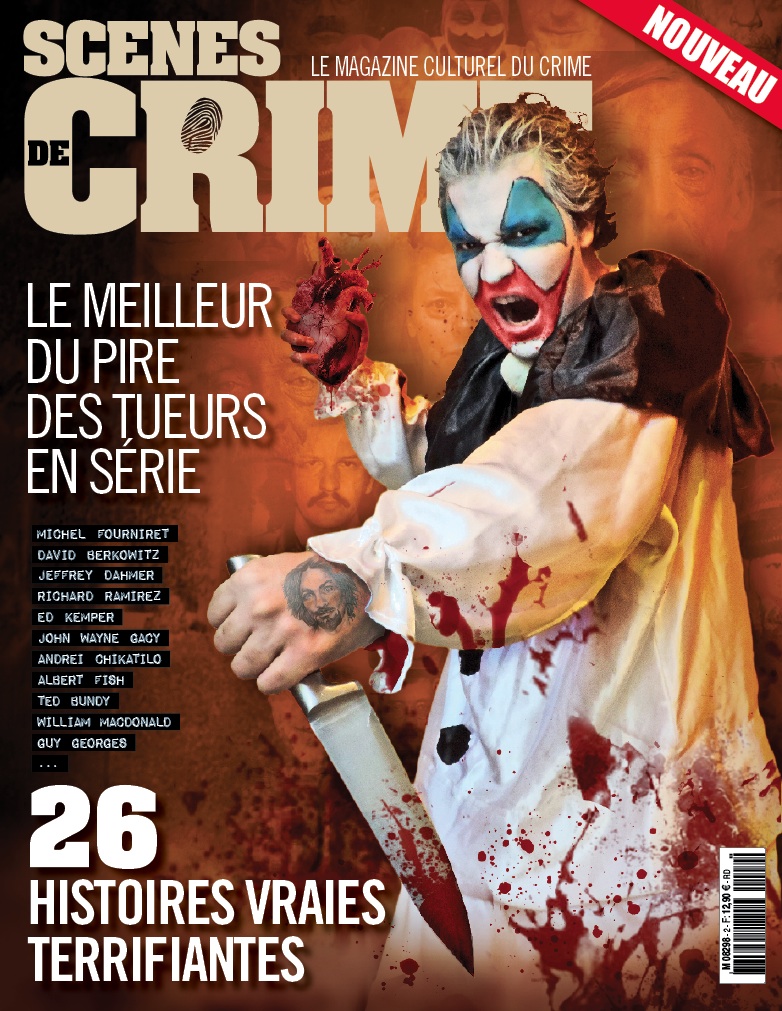 Parution de "Scènes de crime N°2", nouveau magazine qui raconte les histoires vraies des tueurs en série qui ont inspiré un grand nombre des films d'horreur les plus marquants. En kiosque depuis le 15 Mars. Avec une couverture de John Capone.