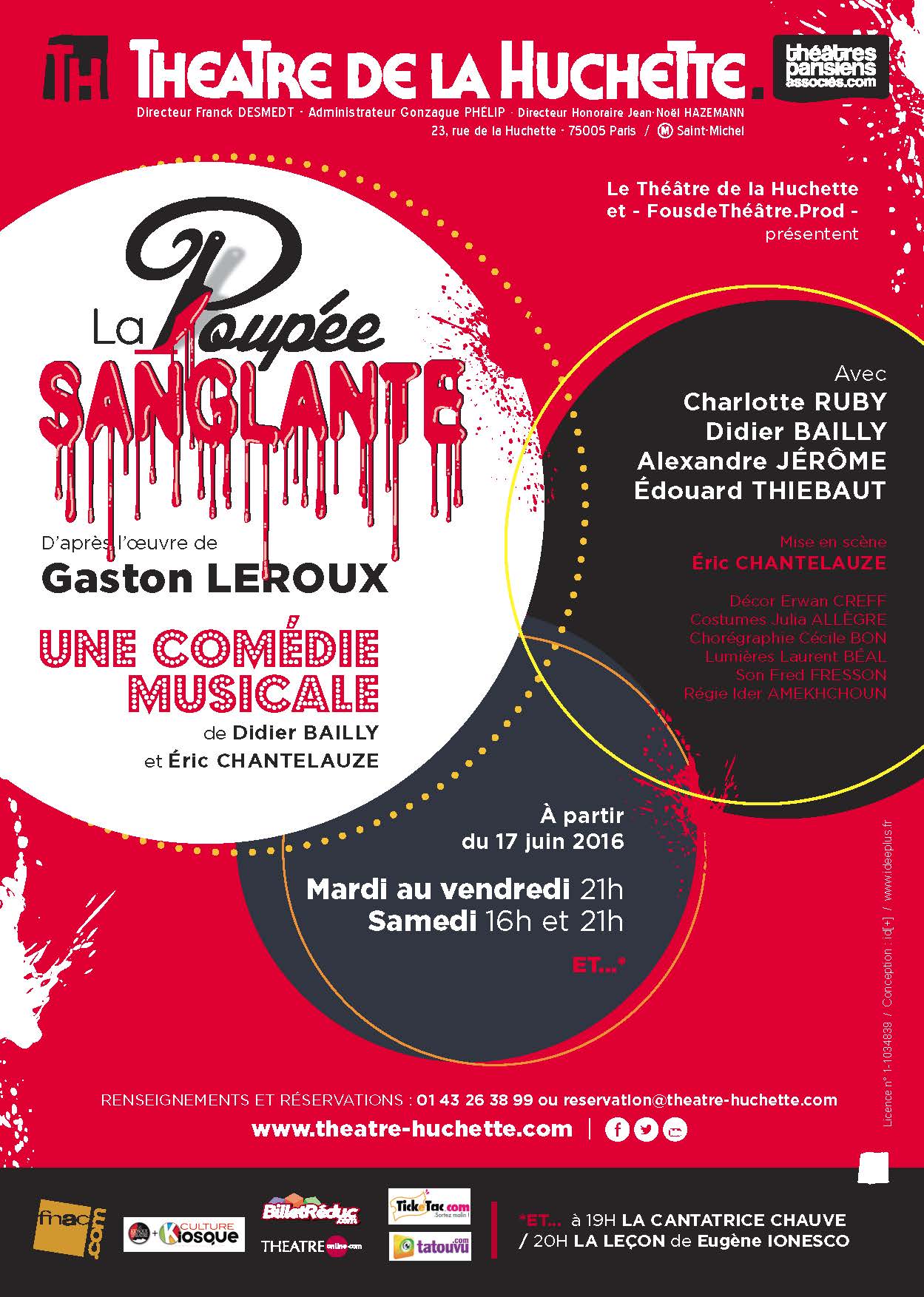 LA POUPÉE SANGLANTE : Un bel enchantement musical d’après Gaston Leroux, actuellement au Théâtre de la Huchette à Paris.