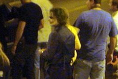 Heath Ledger sur le plateau de "The Dark Knight"