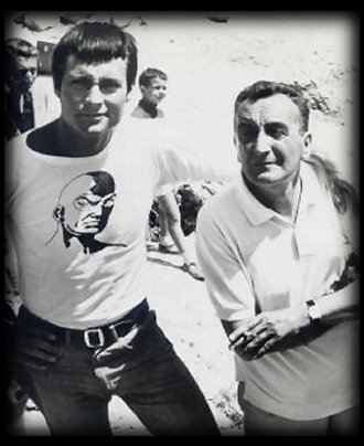 John Philippe Law et Mario Bava sur le tournage de "Diabolik" (1967)