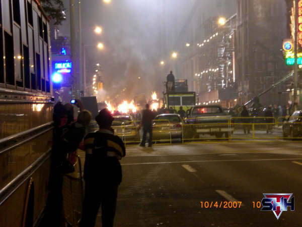 Tournage  de "The Incredible Hulk", nuit du 4/5 octobre à Downtown Hamilton, Ontario.