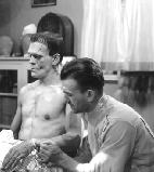 Boris Karloff et Jack Pierce ("Frankenstein'")